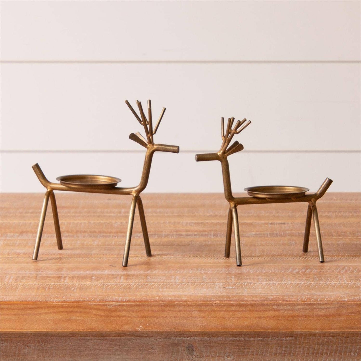 Gold Finish Deer Candle Holders (Set of 2)