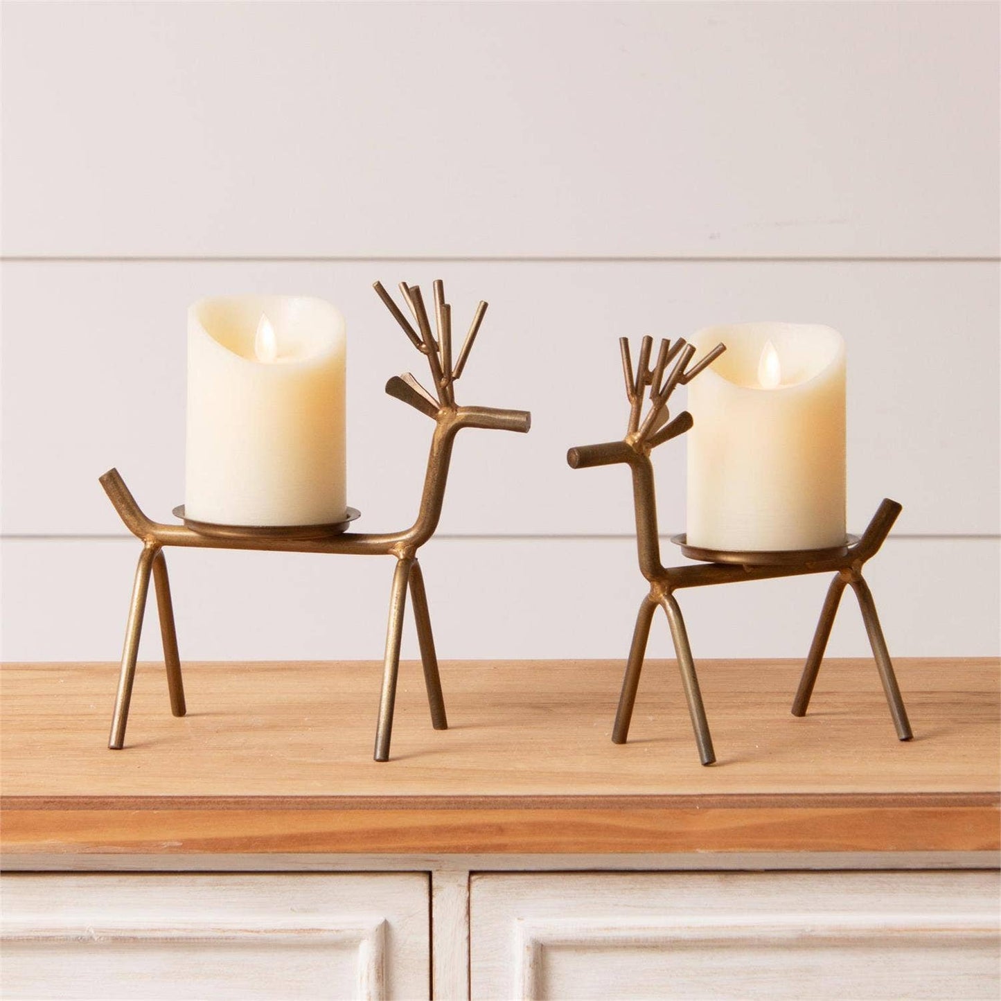 Gold Finish Deer Candle Holders (Set of 2)