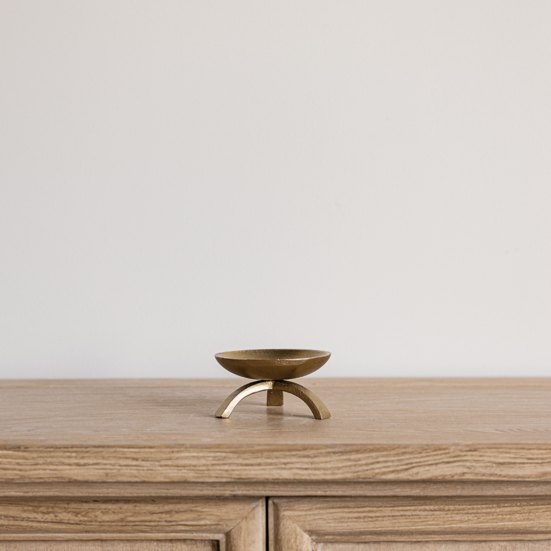 Brass Tripod Pillar Candle Holder