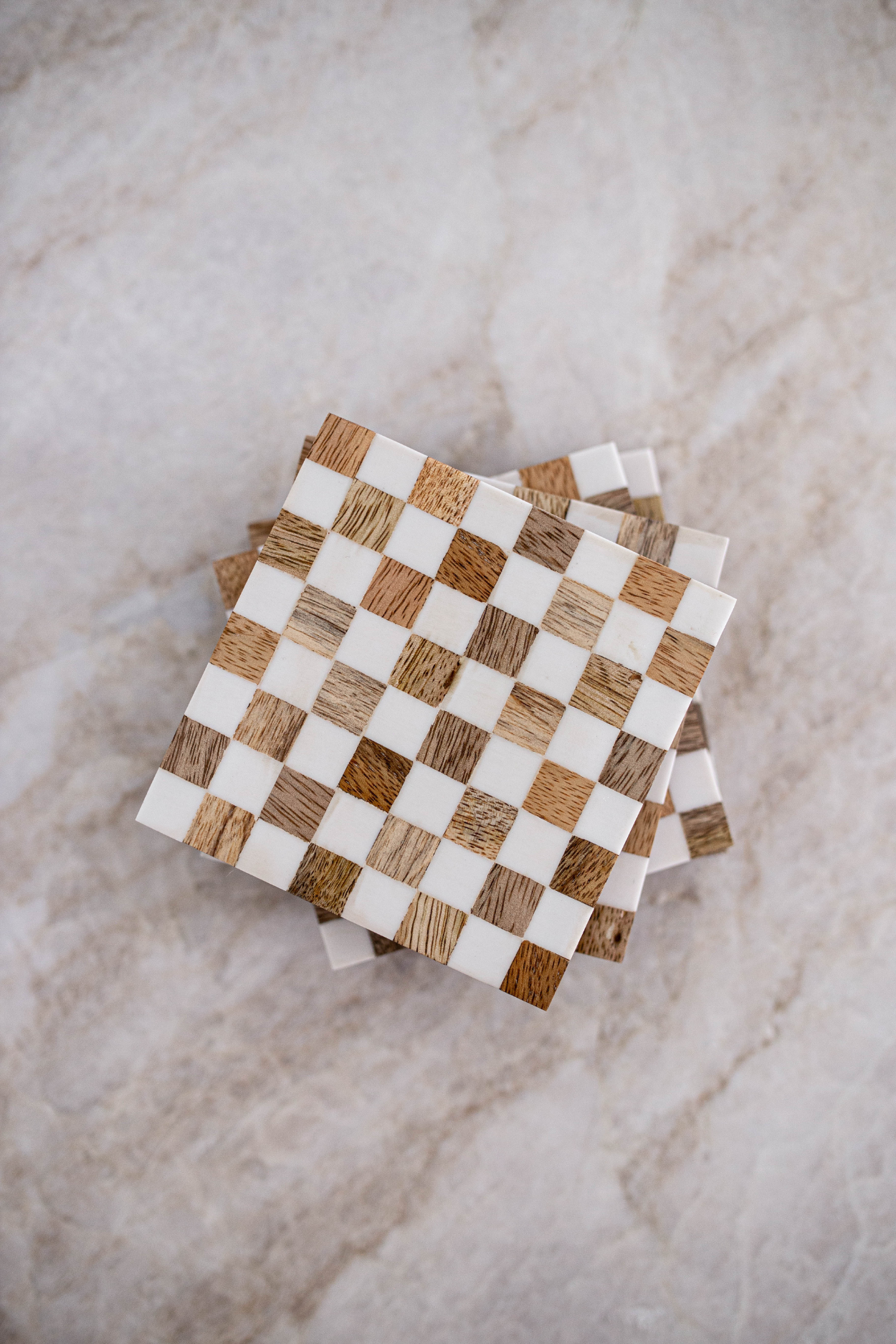 Checkered Wood & Resin Coasters