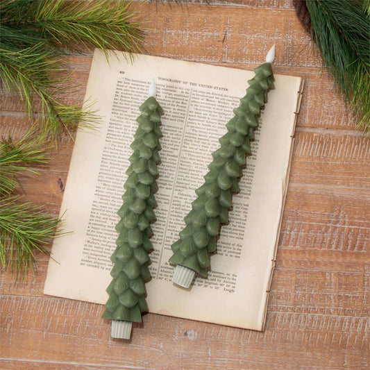 LED Taper Candle (Set of 2) - Christmas Tree