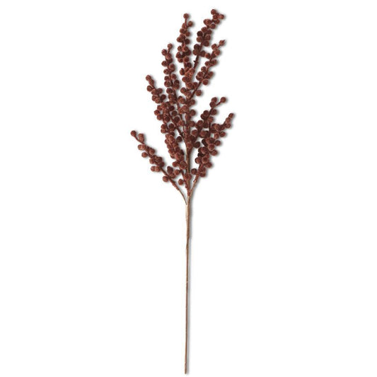 Flocked Berry Stem - Brown