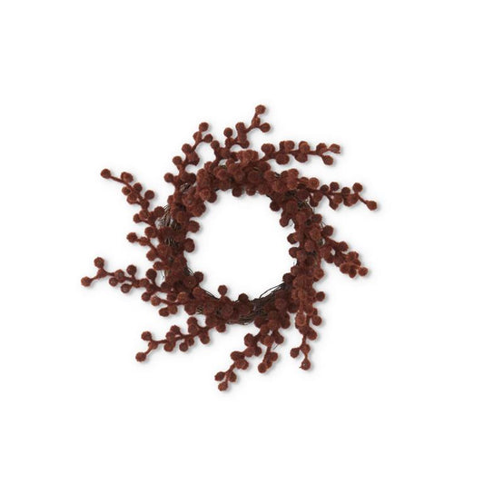 Flocked Berry Candle Ring - Brown