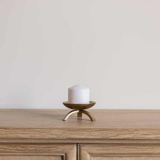 Brass Tripod Pillar Candle Holder