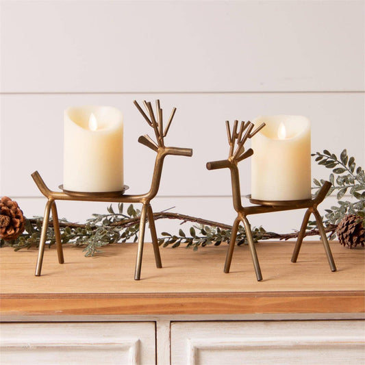 Gold Finish Deer Candle Holders (Set of 2)